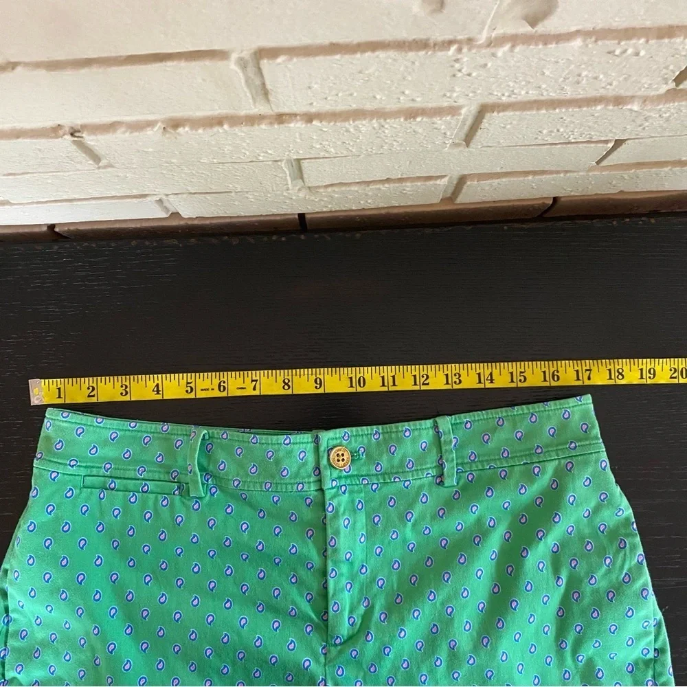 Lauren Ralph Lauren Sz 10 Flat Front Shorts Green Paisley Preppy Old Money